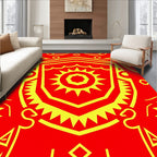 Bold Red Sun Icon Emblem Rug