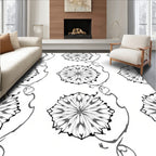 Monochromatic Floral Medallion Swirl Rug