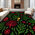 Whimsical Seahorse Floral Coral Garden Rug