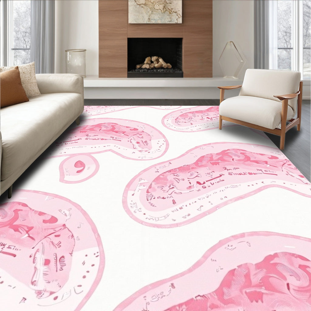 Pastel Pink Amorphous Swirls Rug