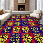 Bold Yellow Hamsa Red Blue Checkered Rug