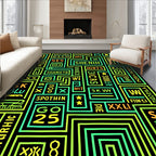 Neon Geometric Abstract Alphabet Rug