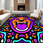 Psychedelic Grinning Dog Abstract Art Rug