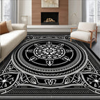 Black White Detailed Mandala Ornamental Rug