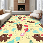 Whimsical Bear Red Cat Foliage Meadow Rug