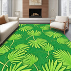 Lush Green Palm Frond Swirl Rug