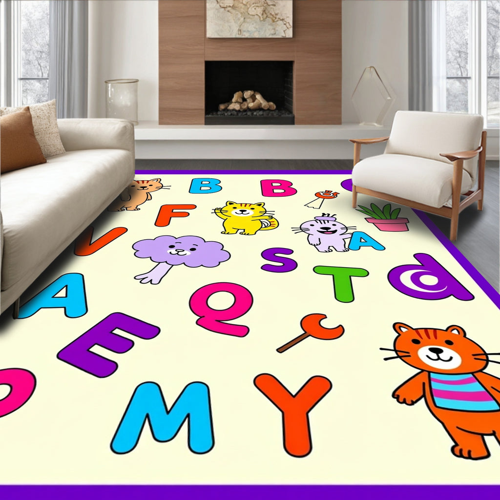 Playful Alphabet Cats And Objects Rug