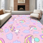 Whimsical Pastel Unicorn Cloud Stars Rug