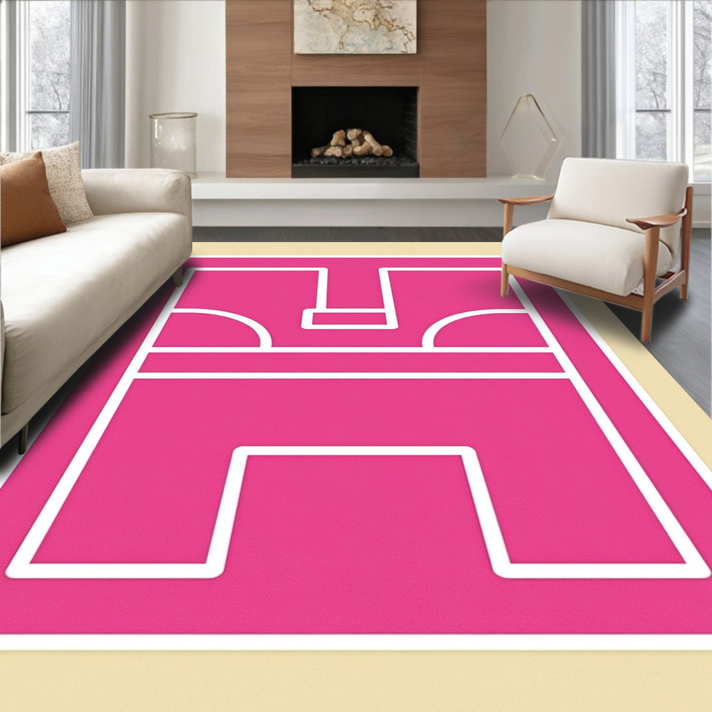 Bold Pink Geometric Abstract Shape Rug