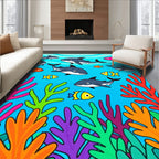 Oceanic Coral Reef School of Fish Rug