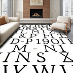 Vintage Black Alphabet Collage Rug
