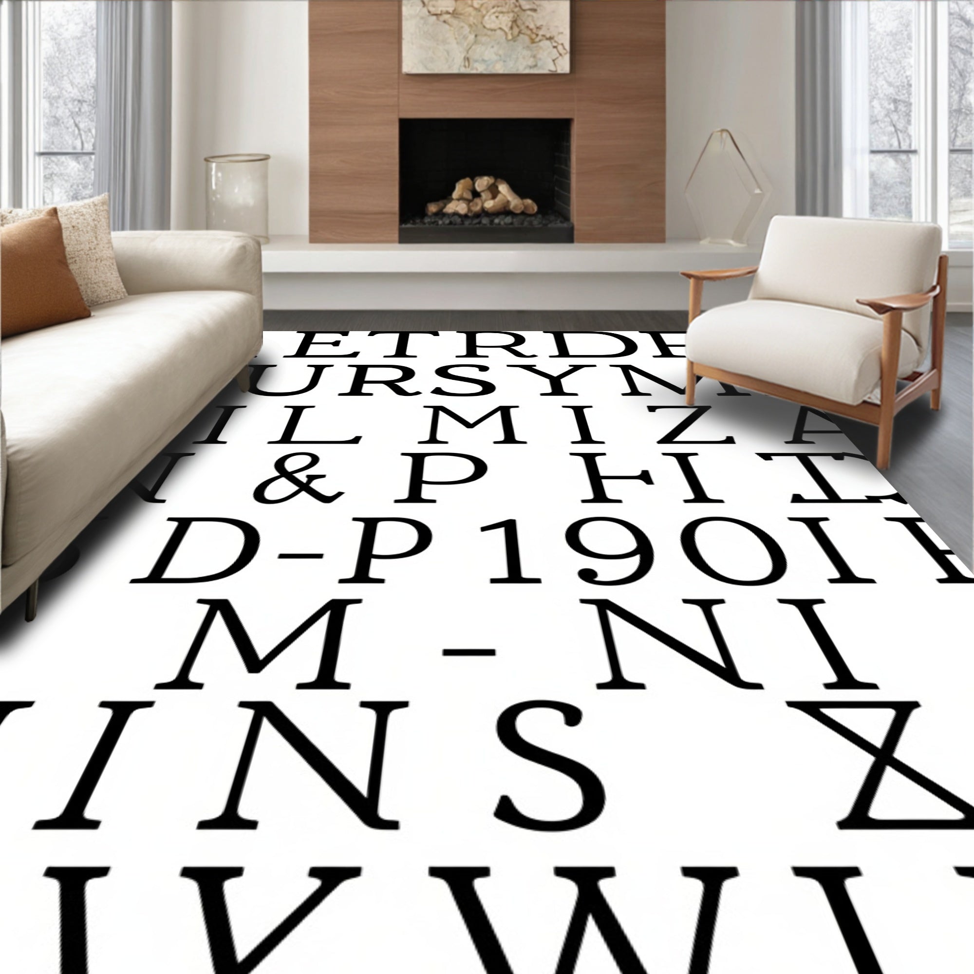 Vintage Black Alphabet Collage Rug