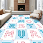 Playful Alphabet Blocks Blue Pink Rug