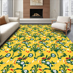 Yellow Green Red Floral Sketch Rug
