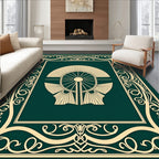 Emerald Green Sunburst Medallion Border Rug
