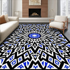 Electric Blue Mandala Sunburst Rug