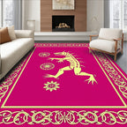 Crimson Dragon Floral Border Rug