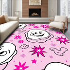 Playful Pink Animated Starburst Character Rug