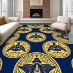 Golden Double Headed Eagle Round Medallion Rug
