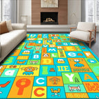 Cheerful Alphabet Creatures Color Blocks Rug
