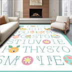 Cute Critters And Bright Flowers Alphabet Rug