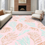 Tropical Pink Palm Leaf Collage Rug