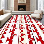 Red Bifold Geometric Stripes Rug