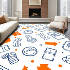 Blue Bandage Orange Arrow Doodle Rug