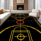 Bold Black Yellow Court Line Rug