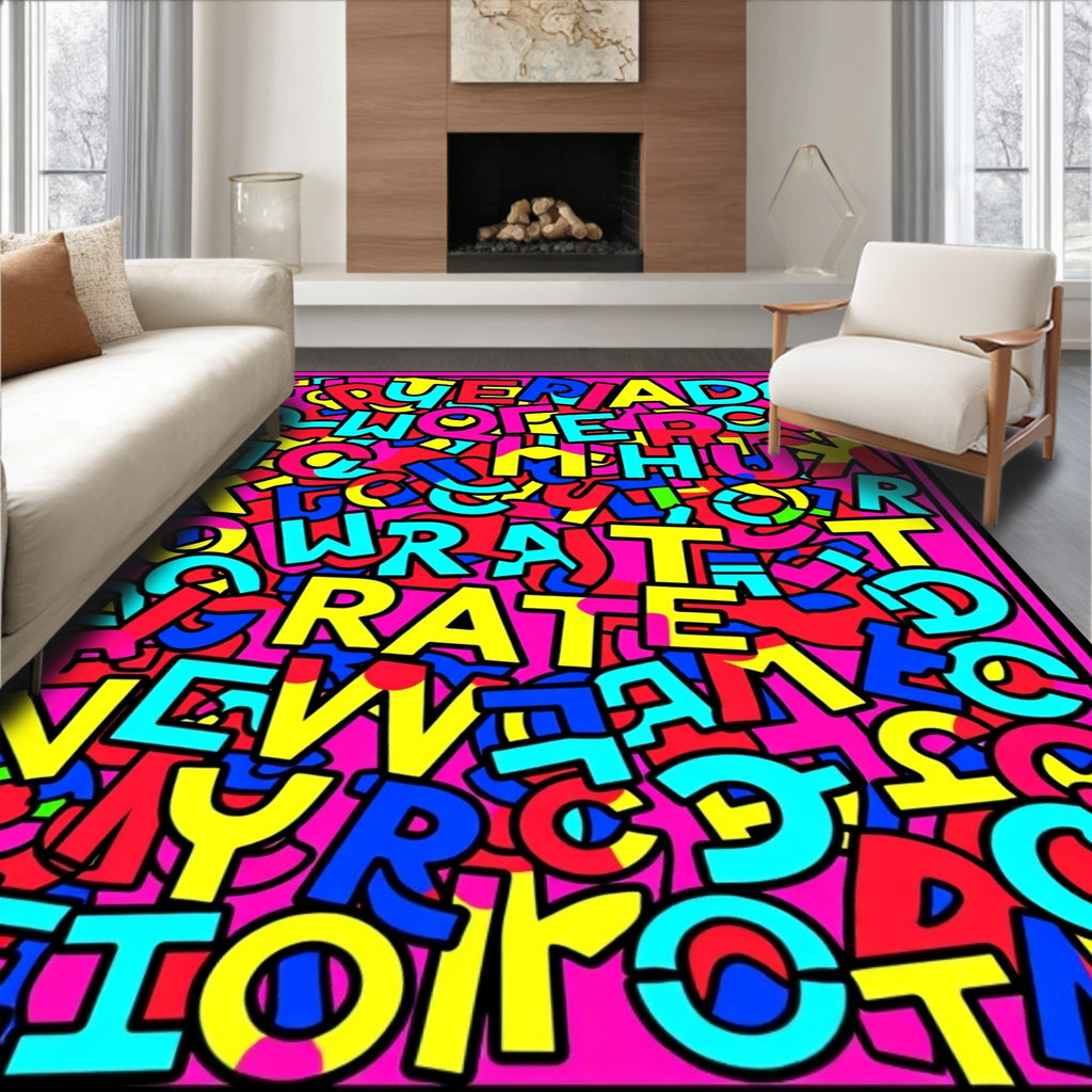 Pop Art Alphabet Explosion Rug