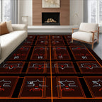 Dark Orange Grid Tribal Art Rug