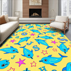 Blue Dolphin Star Alphabet Fun Rug