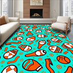 Orange White Teal Organic Flow Rug