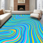 Groovy Aqua Pink Swirl Waves Rug