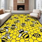 Yellow Honeycomb Bees Flying Rug
