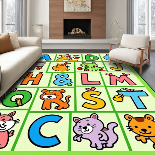 Alphabet Animals Playful Cartoon Rug