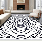 Black Abstract Swirl Wood Grain Rug