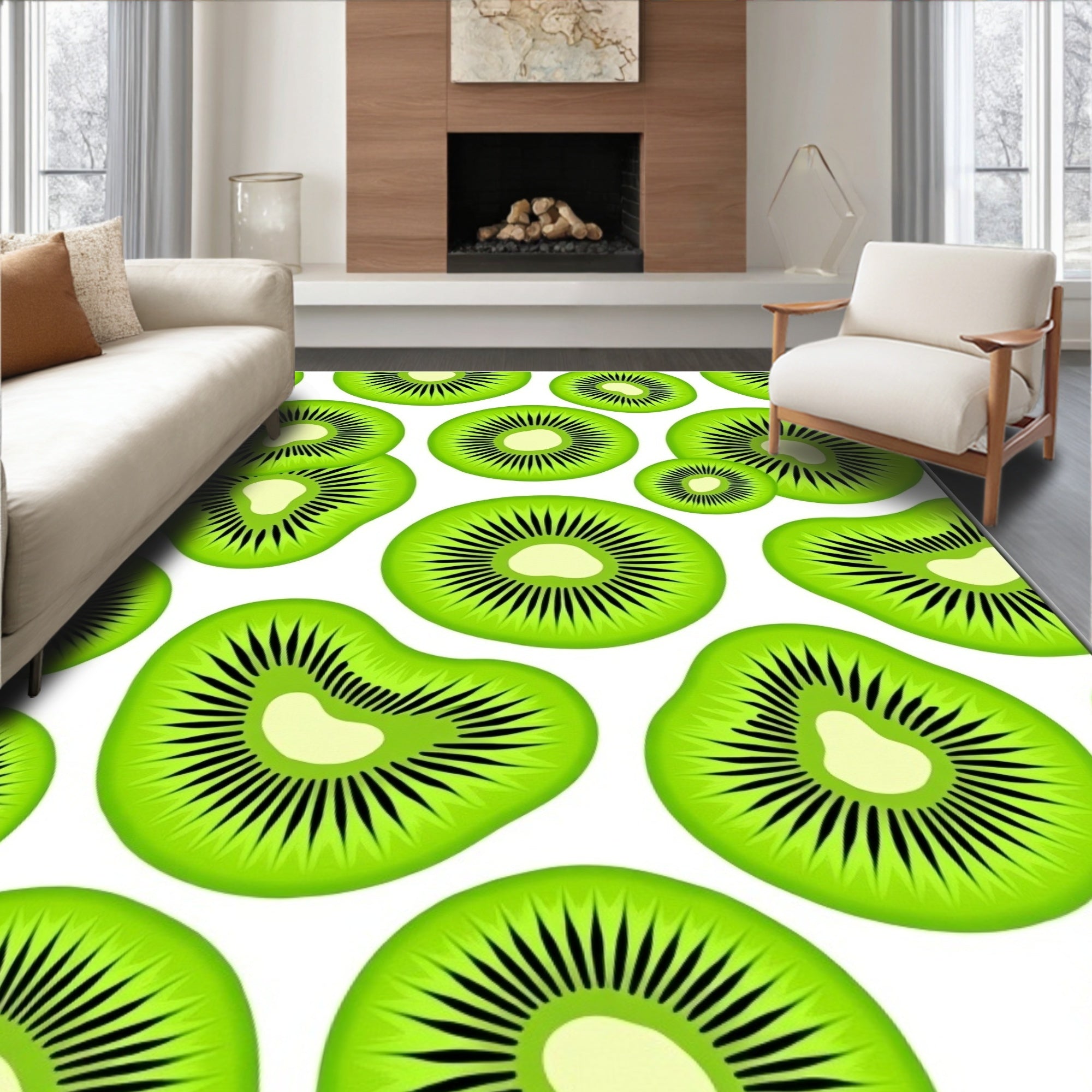 Vibrant Lime Kiwi Slices Rug