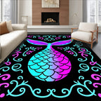 Aqua Pink Mermaid Scales Swirls Rug