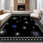 Cosmic Blue Starry Night Border Rug