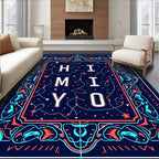 Dark Blue Cosmic Constellation Text Rug
