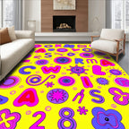 Vibrant Yellow Alphabet Flower Burst Rug