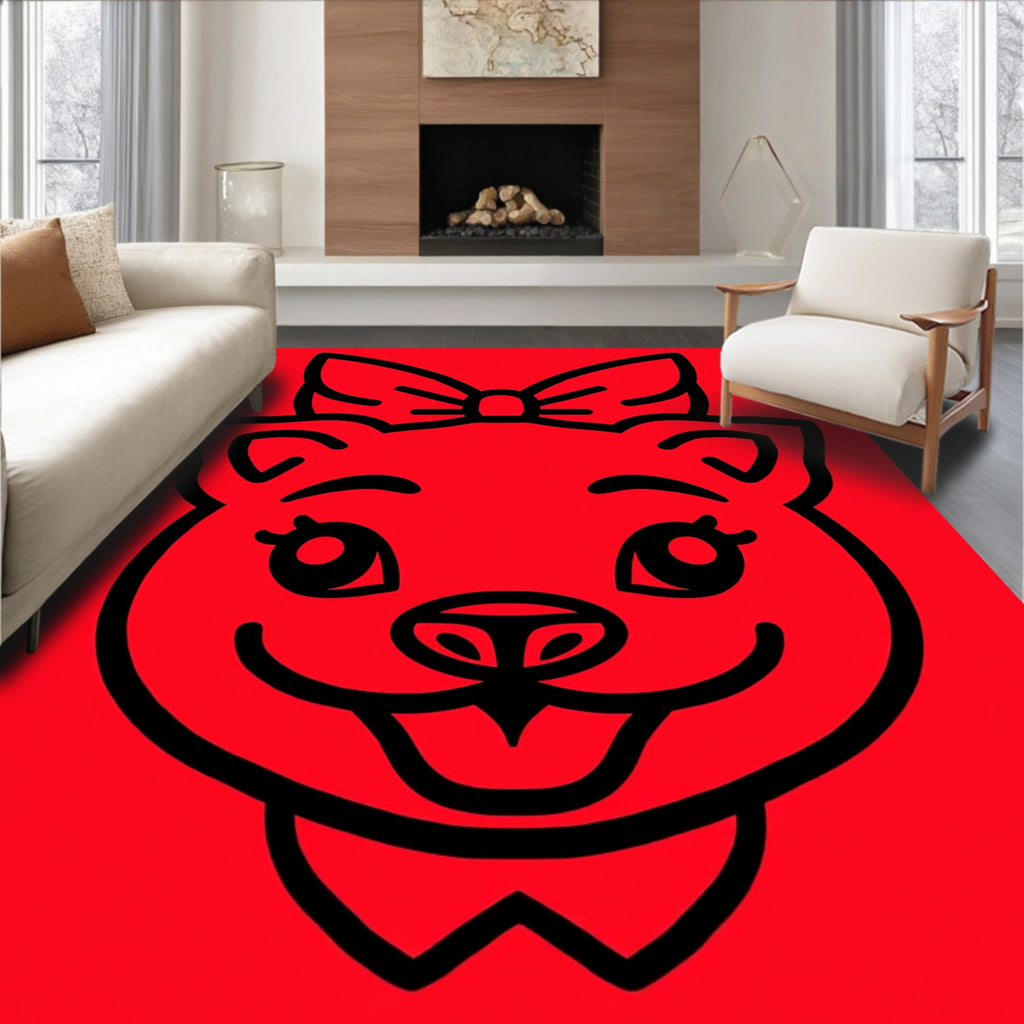 Cute Red Cat Bow Tie Face Rug