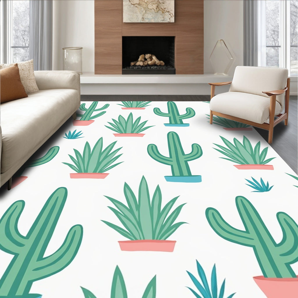 Green Cactus And Succulent Garden Rug