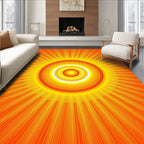 Radiant Orange Yellow Sunburst Rug