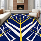 Bold Geometric Blue Yellow Streak Rug