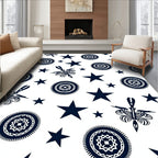 Stars and Floral Medallion Navy Rug