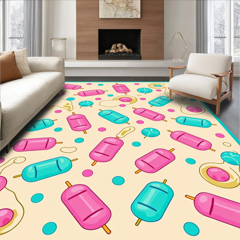 Pink Teal Candy Clusters Rug