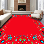 Red Blue Green Whimsical Geometric Frame Rug