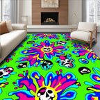 Psychedelic Skull Flower Explosion Rug